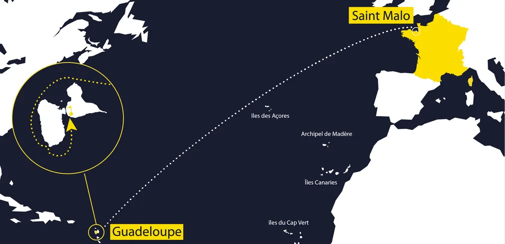 Karte des Tropensturms Martin während der Route du Rhum